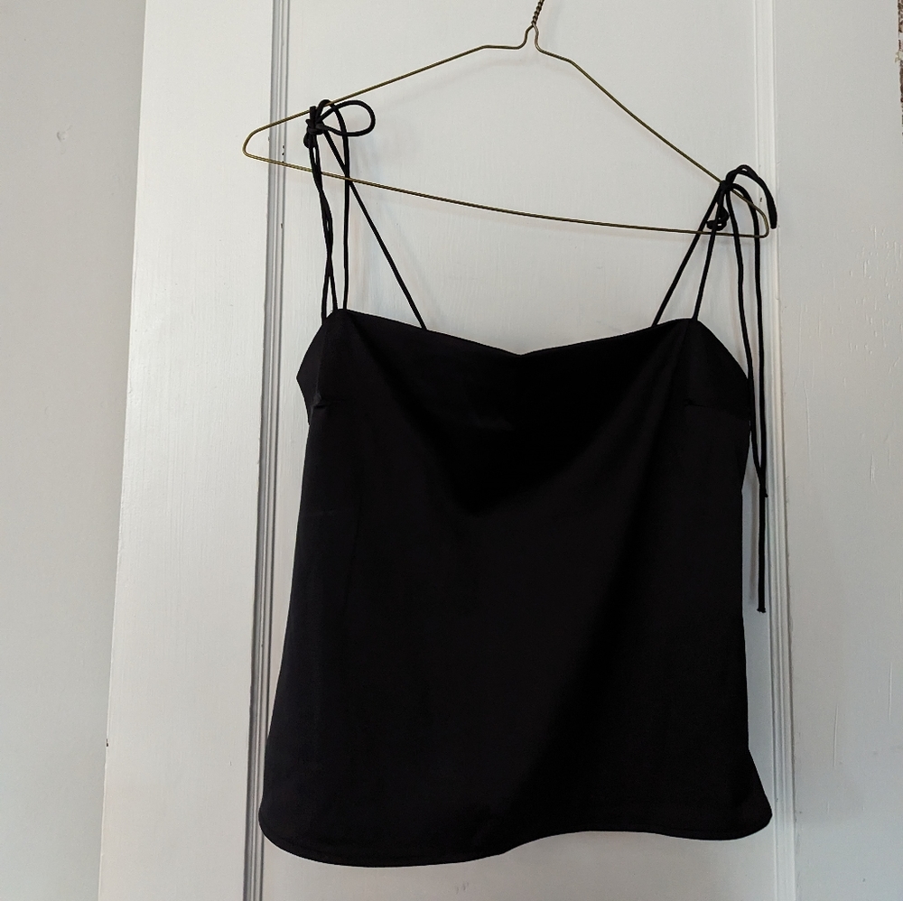 Abercrombie satin tie strap tank in black size M